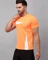Shop Men's Orange Color Block T-shirt-Front