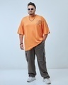 Shop Men's Orange Dunk Graphic Printed Super Loose Fit Plus Size T-shirt-Full