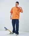 Shop Men's Orange Dunk Graphic Printed Super Loose Fit T-shirt-Full