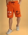 Shop Men's Orange Evil Smile Graphic Printed Relaxed Fit Shorts-Front