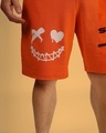 Shop Men's Orange Evil Smile Graphic Printed Relaxed Fit Shorts