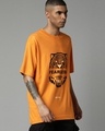 Shop Men's Orange Fearless Graphic Printed Oversized Fit T-shirt-Design