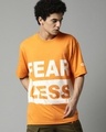 Shop Men's Orange Fearless Typography OversizedT-shirt-Front