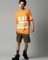 Shop Men's Orange Fearless Typography OversizedT-shirt