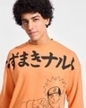 Shop Men's Orange Graphic Printed Oversized Sweatshirt