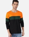 Shop Men's Orange & Green Color Block T-shirt-Front