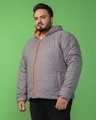 Shop Men's Orange & Grey Plus Size Reversible Puffer Jacket-Full