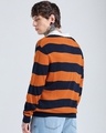 Shop Men's Orange & Navy Blue Striped Oversized Polo Sweater-Full