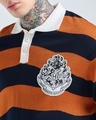 Shop Men's Orange & Navy Blue Striped Oversized Polo Sweater