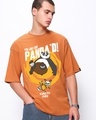 Shop Men's Orange Just Got Panda'd Graphic Printed Oversized T-shirt-Front