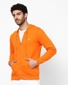 Shop Men's Orange kangaroo Pockets Hoodie-Front