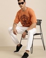 Shop Men's Orange Los Angeles Typography Oversized T-shirt-Full