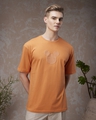 Shop Men's Orange Mickey Mouse Graphic Printed Oversized T-shirt-Front
