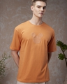 Shop Men's Orange Mickey Mouse Graphic Printed Oversized T-shirt-Front