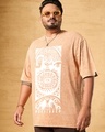 Shop Men's Orange Moana Graphic Printed Oversized Plus Size Acid Wash T-shirt-Front