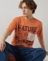 Shop Men's Orange Nature Preserved Graphic Printed Oversized T-shirt-Front