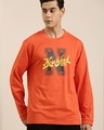 Shop Men's Orange New York Typography Oversized T-shirt-Front