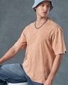 Shop Men's Orange Oversized Acid Wash T-shirt-Front