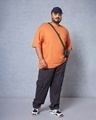 Shop Men's Orange Oversized Plus Size T-shirt-Full