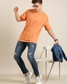 Shop Men's Orange Oversized T-shirt-Full