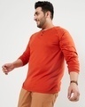 Shop Men's Orange Plus Size Henley T-shirt-Front
