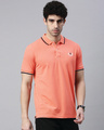 Shop Men's Orange Polo T-shirt-Front