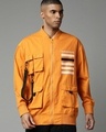 Shop Men's Orange Printed Oversized Jacket-Front