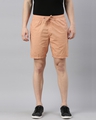Shop Men's Orange Slim Fit Cotton Shorts-Front