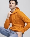 Shop Men's Orange Slim Fit Hooded Sweatshirt-Full