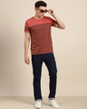 Shop Men's Orange Striped Slim Fit T-shirt