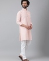 Shop Men's Orange Striped Kurta with White Pyjama Set-Design