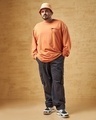 Shop Men's Orange Super Loose Fit Plus Size T-shirt-Full