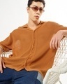 Shop Men's Orange Textured Oversized Shirt-Front