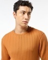 Shop Men's Orange Textured Flatknit T-shirt-Front