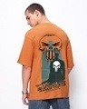 Shop Men's Orange The Punisher Graphic Printed Oversized T-shirt-Front