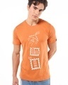 Shop Men's Orange Travel Stamp Graphic Printed T-shirt-Front