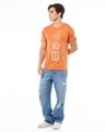 Shop Men's Orange Travel Stamp Graphic Printed T-shirt-Full