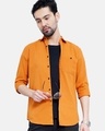 Shop Men's Orange Typographic Slim Fit Shirt-Front