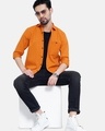 Shop Men's Orange Typographic Slim Fit Shirt-Full