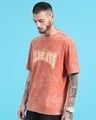 Shop Men's Orange Typography Oversized Acid Wash T-shirt-Design