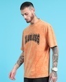 Shop Men's Orange Typography Oversized Acid Wash T-shirt-Design