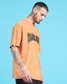 Shop Men's Orange Typography Oversized Acid Wash T-shirt-Full