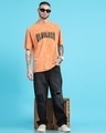 Shop Men's Orange Typography Oversized Acid Wash T-shirt