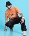 Shop Men's Orange Typography Oversized Acid Wash T-shirt