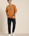 Shop Men's Orange Typography Oversized T-shirt-Full