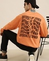 Shop Men's Orange Typography Oversized T-shirt-Full