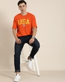 Shop Men's Orange USA Typography Oversized T-shirt