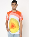 Shop Men's Orange & White Color Block T-shirt-Front