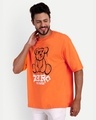 Shop Men's Orange Zero Hugs Given Graphic Printed Oversized T-shirt-Front