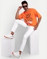 Shop Men's Orange Zero Hugs Given Graphic Printed Oversized T-shirt